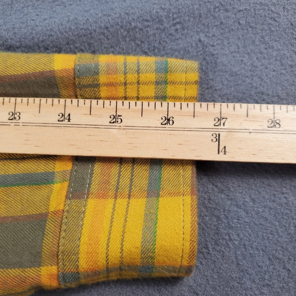 The North Face Mens XL Yellow Plaid Flannel Button Down Shirt Long Sleeve Cotton